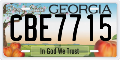 GA license plate CBE7715