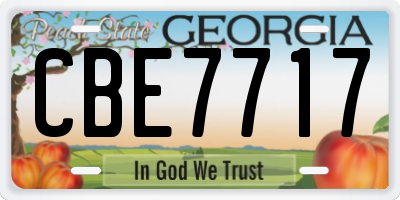GA license plate CBE7717