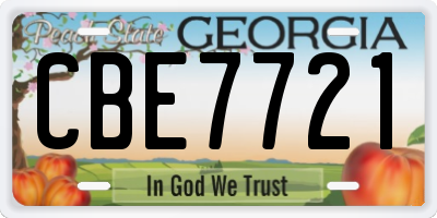 GA license plate CBE7721