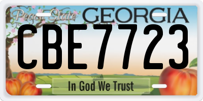 GA license plate CBE7723
