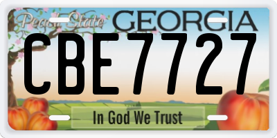 GA license plate CBE7727