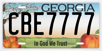 GA license plate CBE7777