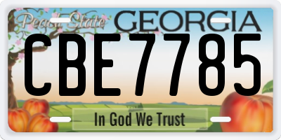GA license plate CBE7785