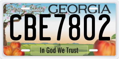 GA license plate CBE7802
