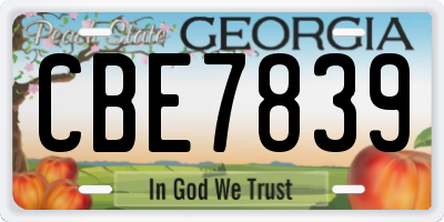 GA license plate CBE7839