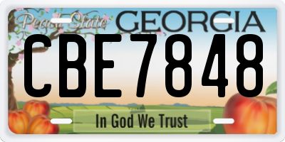GA license plate CBE7848
