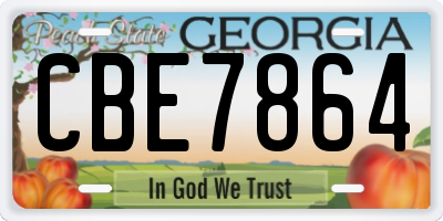 GA license plate CBE7864
