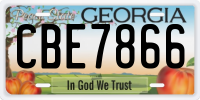 GA license plate CBE7866