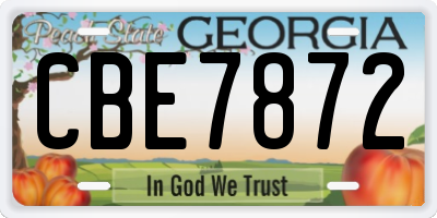 GA license plate CBE7872