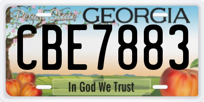 GA license plate CBE7883