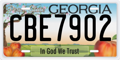 GA license plate CBE7902