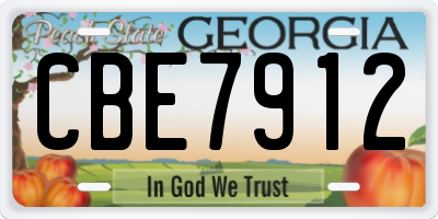 GA license plate CBE7912