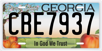GA license plate CBE7937