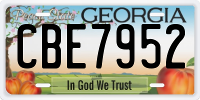 GA license plate CBE7952