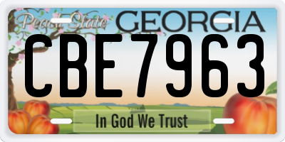 GA license plate CBE7963
