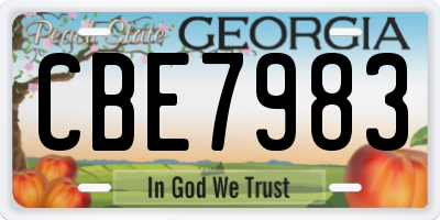 GA license plate CBE7983