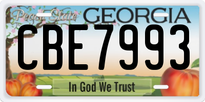 GA license plate CBE7993