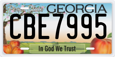 GA license plate CBE7995
