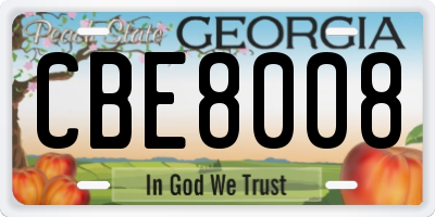 GA license plate CBE8008