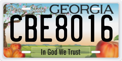 GA license plate CBE8016