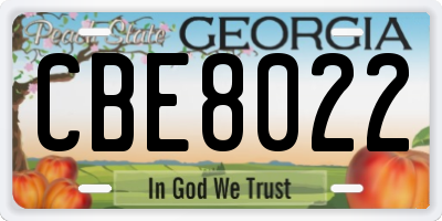 GA license plate CBE8022