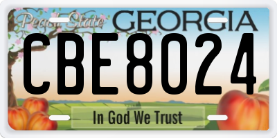 GA license plate CBE8024