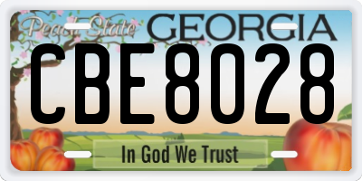 GA license plate CBE8028