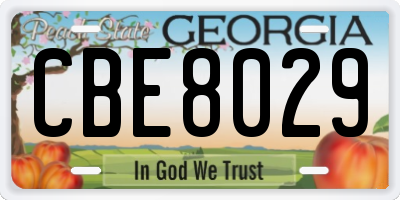 GA license plate CBE8029