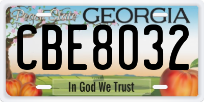 GA license plate CBE8032