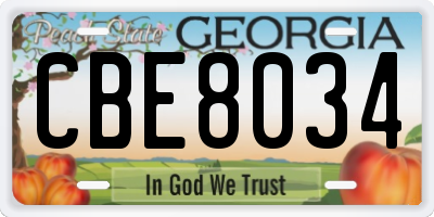 GA license plate CBE8034