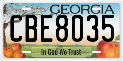 GA license plate CBE8035