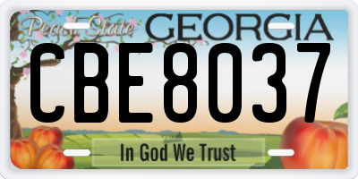 GA license plate CBE8037