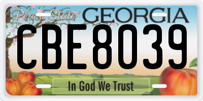 GA license plate CBE8039