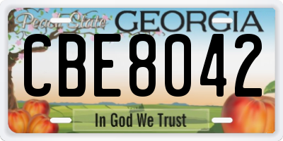 GA license plate CBE8042