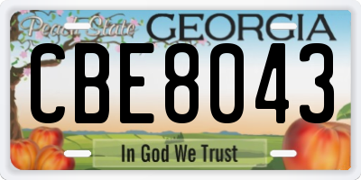 GA license plate CBE8043