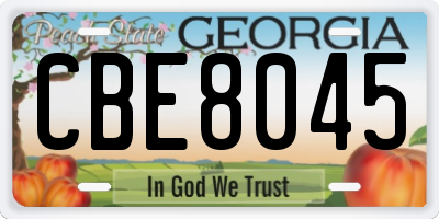GA license plate CBE8045