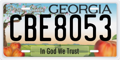GA license plate CBE8053