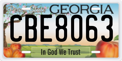 GA license plate CBE8063