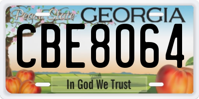 GA license plate CBE8064