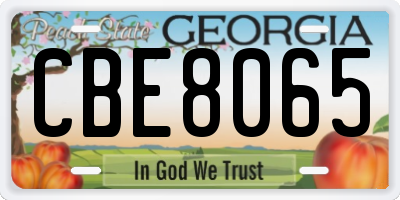 GA license plate CBE8065