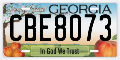 GA license plate CBE8073