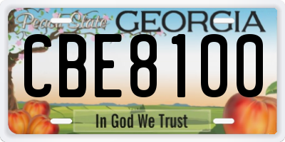GA license plate CBE8100