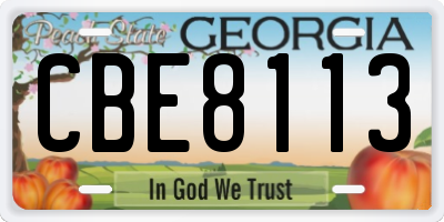 GA license plate CBE8113