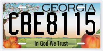 GA license plate CBE8115