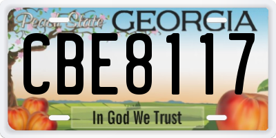 GA license plate CBE8117