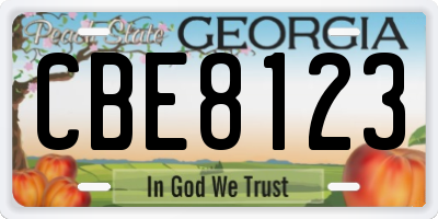 GA license plate CBE8123