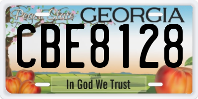 GA license plate CBE8128