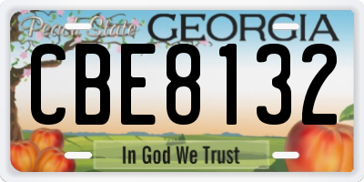 GA license plate CBE8132