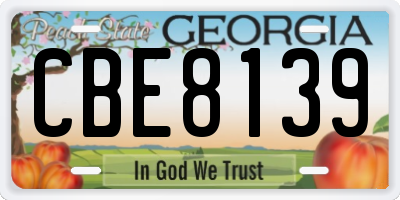 GA license plate CBE8139