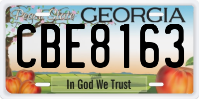 GA license plate CBE8163